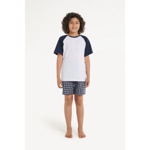 Tezenis Kurzer Pyjama aus Baumwolle mit Karoprint für Jungen Junge Schwarz Größe 8-9