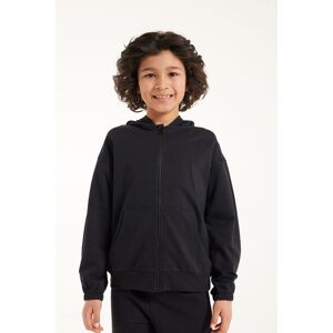 Tezenis Unisex-Basic-Sweatjacke mit Reißverschluss und Kapuze für Kinder Unisex Schwarz Größe 2-3