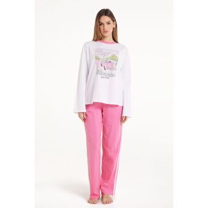 Tezenis Langer Pyjama aus Baumwolle mit „Memories“-Print Frau Rosa Größe S