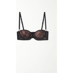 Tezenis Leicht wattierter Balconette-BH Wien Last Night Lace Frau Schwarz Größe 75B