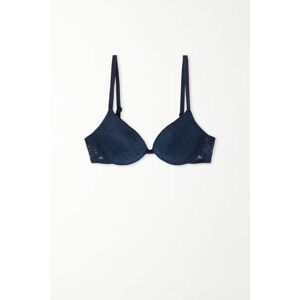 Tezenis Super Push-up-BH Los Angeles aus recycelter Spitze Frau Blau Größe 75B