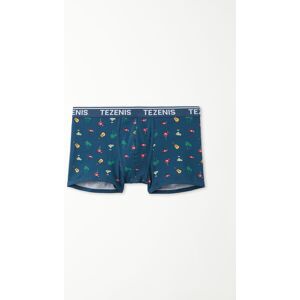 Tezenis Boxershorts aus bedruckter Baumwolle mit kontrastfarbenen Kanten und Logo Mann Blau Größe XL