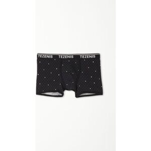 Tezenis Boxershorts aus bedruckter Baumwolle mit kontrastfarbenen Kanten und Logo Mann Schwarz Größe XL