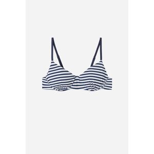 Calzedonia Bustier-Bikinioberteil mit herausnehmbaren Polstern Nautical Stripes Frau Blau Größe 85B/80C/75D
