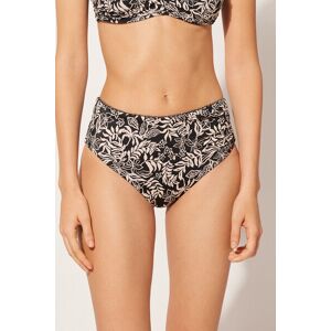 Calzedonia Hohe Shaping-Bikinihose Botanic Black and White Frau Schwarz Größe XL