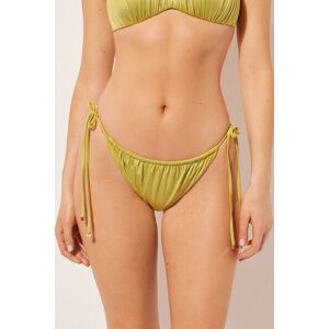 Calzedonia Bikinihose mit schmalen Bändchen Shiny Satin Frau Gelb Größe M