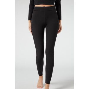 Calzedonia Gerippte Leggings mit Cashmere Frau Schwarz Größe XS