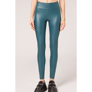 Calzedonia Leggings mit Leder-Effekt Frau Blau Größe XS