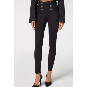 Calzedonia Modellierende Skinny Leggings mit Knöpfen Frau Schwarz Größe XS