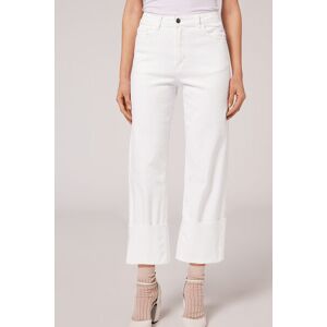 Calzedonia Culotte-Jeans mit variablem Umschlag Frau Weiß Größe M