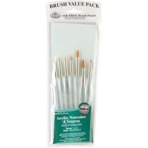 Royal & Langnickel RSET-9158 Gold Taklon 7-teiliges Pinsel Set für Detailarbeiten Royal & Langnickel RSET-9158 Gold Taklon 7-teiliges Pinsel Set für Detailarbeiten