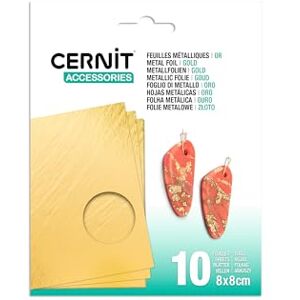 Cernit CE921C Packung mit 10 Metallfolien, 8,5x8,5 cm, für Bastelaktivität und DIY.Projekte. Gold, 1 Pack Cernit CE921C Packung mit 10 Metallfolien, 8,5x8,5 cm, für Bastelaktivität und DIY.Projekte. Gold, 1 Pack