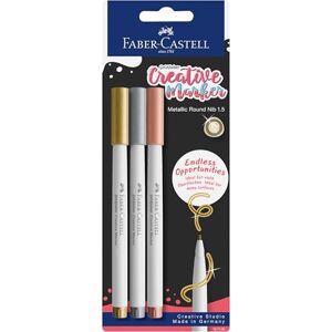 Faber-Castell 161108 Goldfaber Creative Marker Set, 3 Filzstifte Metallic Farben, wasserfeste Stifte 1,5 mm Strichstärke Faber-Castell 161108 Goldfaber Creative Marker Set, 3 Filzstifte Metallic Farben, wasserfeste Stifte 1,5 mm Strichstärke