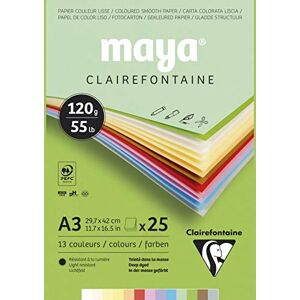 Clairefontaine 975333C Malblock verleimt mit 25 Blatt Maya Zeichenpapier, glatt 29,7x42 cm 120g, Pastell farbig sortiert (12 Farben + 1 weiß ) Clairefontaine 975333C Malblock verleimt mit 25 Blatt Maya Zeichenpapier, glatt 29,7x42 cm 120g, Pastell farbig sortiert (12 Farben + 1 weiß )