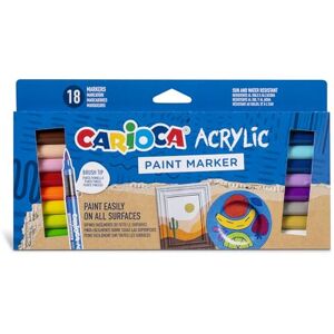 Carioca Acrylfarbenmarker zum einfachen Malen auf allen Oberflächen – Pinselspitze, hochdeckende Tinte auf Wasserbasis, trocknet nicht (Box mit 18 Acrylmarkern) Carioca Acrylfarbenmarker zum einfachen Malen auf allen Oberflächen – Pinselspitze, hochdeckende Tinte auf Wasserbasis, trocknet nicht (Box mit 18 Acrylmarkern)