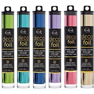 iCraft Transferpapier, Dekorationsfolie, 6x5 Blätter, Champagner, Frühlingsgrün, Aqua, Tiefblau, Flieder, Rosa Melone iCraft Transferpapier, Dekorationsfolie, 6x5 Blätter, Champagner, Frühlingsgrün, Aqua, Tiefblau, Flieder, Rosa Melone