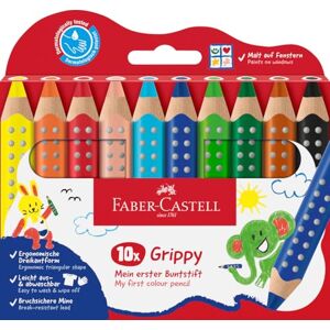 Faber-Castell 110624 Set Grippy, 10 Jumbo Buntstifte für Kleinkinder, leicht abwaschbare Malstifte für Kinder, ergonomische dreieckige Form, dicke Buntstifte, 10mm icke Mine Faber-Castell 110624 Set Grippy, 10 Jumbo Buntstifte für Kleinkinder, leicht abwaschbare Malstifte für Kinder, ergonomische dreieckige Form, dicke Buntstifte, 10mm icke Mine