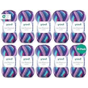 Gründl Wolle Lisa Premium color Garn zum Stricken mit Farbverlauf Strickgarn Häkelgarn Weich und hautfreundlich 100% Polyacryl 10 Knäuel 50 g / 133 m -Nadelstärke 3,5-4,5 seegrün-magenta Gründl Wolle Lisa Premium color Garn zum Stricken mit Farbverlauf Strickgarn Häkelgarn Weich und hautfreundlich 100% Polyacryl 10 Knäuel 50 g / 133 m -Nadelstärke 3,5-4,5 seegrün-magenta