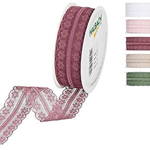 Halbach Seidenbänder Spitzenband Breite: 30 mm. Länge: 15 m, Spitze als Rollenware, Schleifenband für Hochzeiten zum Nähen oder Tischdekoration, Spitzenstoff für DIY Handwerk, Farbe: berry Halbach Seidenbänder Spitzenband Breite: 30 mm. Länge: 15 m, Spitze als Rollenware, Schleifenband für Hochzeiten zum Nähen oder Tischdekoration, Spitzenstoff für DIY Handwerk, Farbe: berry