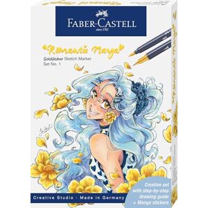 Faber-Castell 164701 Goldfaber Sketch Marker Set 13-teilig, inkl. Alkoholmarker, Pitt Artist Pen und Anleitung, Romantic Manga Collection Set No. 1 Faber-Castell 164701 Goldfaber Sketch Marker Set 13-teilig, inkl. Alkoholmarker, Pitt Artist Pen und Anleitung, Romantic Manga Collection Set No. 1