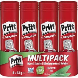 Pritt Klebestift, sicherer und kinderfreundlicher Kleber für Kunst und Bastelarbeiten, starker Klebstoff für Schule & Bürobedarf, 4x43g Stift Pritt Klebestift, sicherer und kinderfreundlicher Kleber für Kunst und Bastelarbeiten, starker Klebstoff für Schule & Bürobedarf, 4x43g Stift