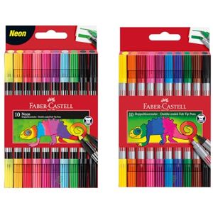 Faber-Castell 205277 Filzstifte Set Basic und Neon, 20 Doppelfasermaler für Kinder und Erwachsene Faber-Castell 205277 Filzstifte Set Basic und Neon, 20 Doppelfasermaler für Kinder und Erwachsene