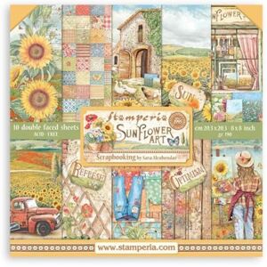 Stamperia Scrapbooking Small Pad 10 sheets cm 20,3X20,3 (8"X8") Sunflower Art Stamperia Scrapbooking Small Pad 10 sheets cm 20,3X20,3 (8"X8") Sunflower Art