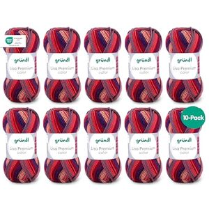 Gründl Wolle Lisa Premium color Garn zum Stricken mit Farbverlauf Strickgarn Häkelgarn Weich und hautfreundlich 100% Polyacryl 10 Knäuel 50 g / 133 m -Nadelstärke 3,5-4,5 orangerot-rot Gründl Wolle Lisa Premium color Garn zum Stricken mit Farbverlauf Strickgarn Häkelgarn Weich und hautfreundlich 100% Polyacryl 10 Knäuel 50 g / 133 m -Nadelstärke 3,5-4,5 orangerot-rot