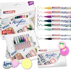 edding Start Easy Set Acrylstifte wasserfest fein und medium, inkl. Postkartenblock 8 Acrylfarben Set (nordic) Acryl Farben zum Malen auf Leinwand oder Holz Acrylstifte für Steine edding Start Easy Set Acrylstifte wasserfest fein und medium, inkl. Postkartenblock 8 Acrylfarben Set (nordic) Acryl Farben zum Malen auf Leinwand oder Holz Acrylstifte für Steine