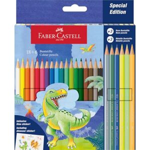 Faber-Castell 111222 Kartonetui mit 24 Buntstiften 18 klassische Farben + 3 Neon + 3 Metallstifte Dinosaurier-Edition Faber-Castell 111222 Kartonetui mit 24 Buntstiften 18 klassische Farben + 3 Neon + 3 Metallstifte Dinosaurier-Edition