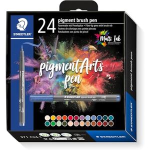 Staedtler brush pen pigment Arts, Premium-Zeichentusche, Pinselspitze für variable Linienbreite, wasserfest, schnelltrocknend, 24 brush pens in sortierten Farben im Kartonetui, 371 C24-1 Staedtler brush pen pigment Arts, Premium-Zeichentusche, Pinselspitze für variable Linienbreite, wasserfest, schnelltrocknend, 24 brush pens in sortierten Farben im Kartonetui, 371 C24-1
