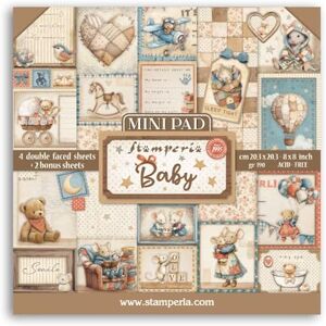 Stamperia Mini Pad for Scrapbooks, Albums, Cards, Bullet Journals and More, Acid Free, Double-Sided, Perfect for Hobbies, Crafts, and Gifting (6 Sheets) (Baby) (20.3 x 20.3cm) Stamperia Mini Pad for Scrapbooks, Albums, Cards, Bullet Journals and More, Acid Free, Double-Sided, Perfect for Hobbies, Crafts, and Gifting (6 Sheets) (Baby) (20.3 x 20.3cm)