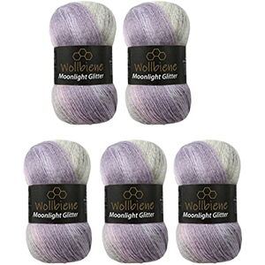 Wollbiene 5 x 100g Moonlight Glitter Batik Simli Strickwolle, 500 Gramm Wolle 20% Metallic-Wolle, Farbverlauf, Glitzer (2700 rosa grau) Wollbiene 5 x 100g Moonlight Glitter Batik Simli Strickwolle, 500 Gramm Wolle 20% Metallic-Wolle, Farbverlauf, Glitzer (2700 rosa grau)