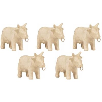 décopatch AP209C Set mit 5 Tierfiguren aus Pappmaché, zum Verzieren, 12,5x5x8cm, DIY Aktivität, Kartonbraun, Kuh mit Ring, 1 Set décopatch AP209C Set mit 5 Tierfiguren aus Pappmaché, zum Verzieren, 12,5x5x8cm, DIY Aktivität, Kartonbraun, Kuh mit Ring, 1 Set