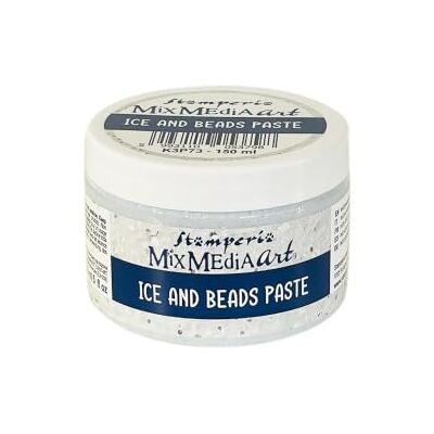 Stamperia Ice and Beads Paste ml 150 Sparkling, water-based texture with silver glitter and tiny beads. Perfect for creating icy, snowy textures, shimmering backgrounds on differrent surfaces. Stamperia Ice and Beads Paste ml 150 Sparkling, water-based texture with silver glitter and tiny beads. Perfect for creating icy, snowy textures, shimmering backgrounds on differrent surfaces.