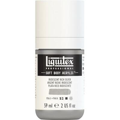 Liquitex 1959239 Professional Acrylfarbe Soft Body Künstlerfarbe in cremiger deckender Konsistenz, hohe Pigmentierung, lichtecht & alterungsbeständig, 59ml Flasche Irisierendes Sattes Silber Liquitex 1959239 Professional Acrylfarbe Soft Body Künstlerfarbe in cremiger deckender Konsistenz, hohe Pigmentierung, lichtecht & alterungsbeständig, 59ml Flasche Irisierendes Sattes Silber
