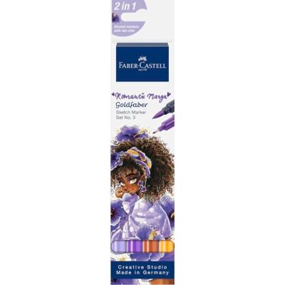 Faber-Castell Goldfaber Sketch Marker Set Romantic Manga, 4 Farben Alkoholmarker mit Brush- und Fineliner-Spitze für Manga und Illustrationen Faber-Castell Goldfaber Sketch Marker Set Romantic Manga, 4 Farben Alkoholmarker mit Brush- und Fineliner-Spitze für Manga und Illustrationen