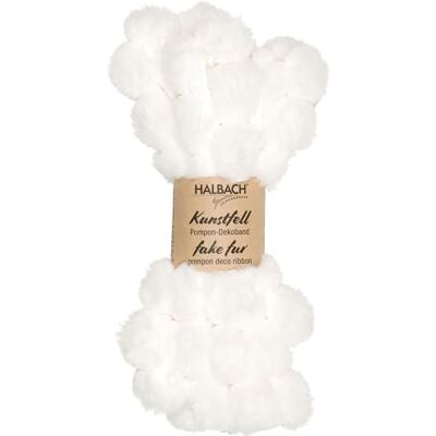 Halbach Seidenbänder Kunstfell Pompom Borte Breite: 30 mm Länge: ca. 3 m Bommelborte mit weißen Bommeln Plüschstoff Fell zum Nähen und Basteln Halbach Seidenbänder Kunstfell Pompom Borte Breite: 30 mm Länge: ca. 3 m Bommelborte mit weißen Bommeln Plüschstoff Fell zum Nähen und Basteln
