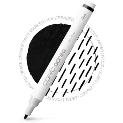 Copic acrea Paint Marker 002 (Rich Black) Stark deckende Farben Malen + schreiben auf nahezu jeder Oberfläche 24 Farben Made in Japan Leicht mischbar, wischfest + schnell trocknend Copic acrea Paint Marker 002 (Rich Black) Stark deckende Farben Malen + schreiben auf nahezu jeder Oberfläche 24 Farben Made in Japan Leicht mischbar, wischfest + schnell trocknend