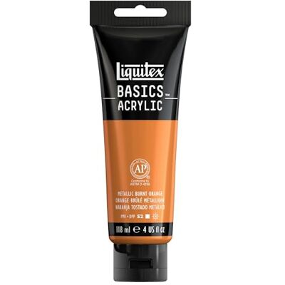 Liquitex 1046344 Basics Acrylfarbe 118ml Metallic Gebrannte Orange – Künstler-Acrylfarbe, hochpigmentiert, lichtecht, mittlere Viskosität, seidenglänzend, deckend – Ideal für Leinwand, Holz & mehr Liquitex 1046344 Basics Acrylfarbe 118ml Metallic Gebrannte Orange – Künstler-Acrylfarbe, hochpigmentiert, lichtecht, mittlere Viskosität, seidenglänzend, deckend – Ideal für Leinwand, Holz & mehr