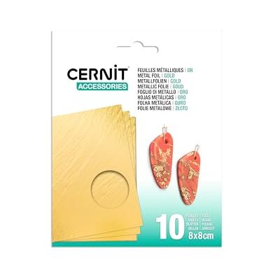 Cernit CE921C Packung mit 10 Metallfolien, 8,5x8,5 cm, für Bastelaktivität und DIY.Projekte. Gold, 1 Pack Cernit CE921C Packung mit 10 Metallfolien, 8,5x8,5 cm, für Bastelaktivität und DIY.Projekte. Gold, 1 Pack