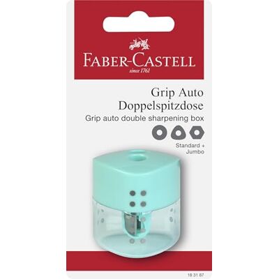 Faber-Castell 183187 Doppelgriff-Anspitzer, Pastellgrün Faber-Castell 183187 Doppelgriff-Anspitzer, Pastellgrün