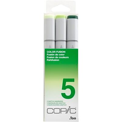 Copic Sketch Marker Set "Color Fusion 5", 3 Farben, professionellee Pinsel-Marker mit einer flexiblen und einer mittelbreiten Spitze Copic Sketch Marker Set "Color Fusion 5", 3 Farben, professionellee Pinsel-Marker mit einer flexiblen und einer mittelbreiten Spitze
