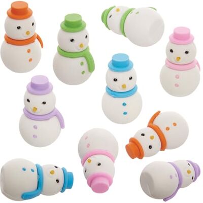 Baker Ross FX752 Schneemann-Radiergummis Packung mit 10, Füllmaterial für Weihnachtspartytüten und Strümpfe Baker Ross FX752 Schneemann-Radiergummis Packung mit 10, Füllmaterial für Weihnachtspartytüten und Strümpfe
