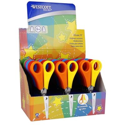 Westcott Kinderschere 30 Stück in Displaybox Schere mit integrierter 5 cm Skala Schulschere & Bastelschere 13 cm (5") ideal für Kinderhände Hochwertige Edelstahlklinge E-2151S Westcott Kinderschere 30 Stück in Displaybox Schere mit integrierter 5 cm Skala Schulschere & Bastelschere 13 cm (5") ideal für Kinderhände Hochwertige Edelstahlklinge E-2151S