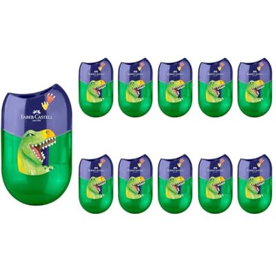 Faber-Castell 205247 Doppelspitzer Dino, 10 Anspitzer mit Behälter für dicke und dünne Stifte Faber-Castell 205247 Doppelspitzer Dino, 10 Anspitzer mit Behälter für dicke und dünne Stifte