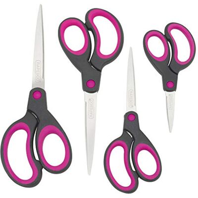 Rapesco 1575 Soft Grip Griff Scheren, Schwarz/Pink, 4 Stück Rapesco 1575 Soft Grip Griff Scheren, Schwarz/Pink, 4 Stück