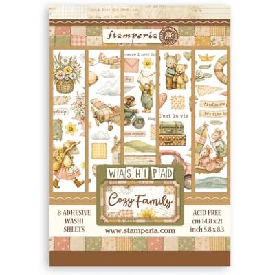 Stamperia Washi Pad (Cozy Family) (A5) (8 Sheets) For Scrapbooks, Albums, Cards and More, Translucent, Easy to Cut, Acid Free, Perfect for Hobbies, Crafts and Gifting Stamperia Washi Pad (Cozy Family) (A5) (8 Sheets) For Scrapbooks, Albums, Cards and More, Translucent, Easy to Cut, Acid Free, Perfect for Hobbies, Crafts and Gifting