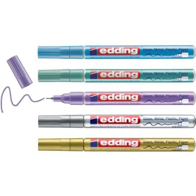 edding 780 Glanzlackmarker gold silber blau grün violett (metallic) 5er Set Lackmarker extra-feine Spitze 0,8 mm Lackstift für Glas, Stein, Holz, Kunststoff und Papier wasserfest, sehr dünn edding 780 Glanzlackmarker gold silber blau grün violett (metallic) 5er Set Lackmarker extra-feine Spitze 0,8 mm Lackstift für Glas, Stein, Holz, Kunststoff und Papier wasserfest, sehr dünn