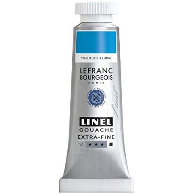 Lefranc Bourgeois 301195 Linel Gouache extrafeine und geschmeidige Wasserfarben mit maximaler Farbintensität, Leuchtkraft für streifenfreien Auftrag, 14ml Tube Azurblau Farbton Lefranc Bourgeois 301195 Linel Gouache extrafeine und geschmeidige Wasserfarben mit maximaler Farbintensität, Leuchtkraft für streifenfreien Auftrag, 14ml Tube Azurblau Farbton